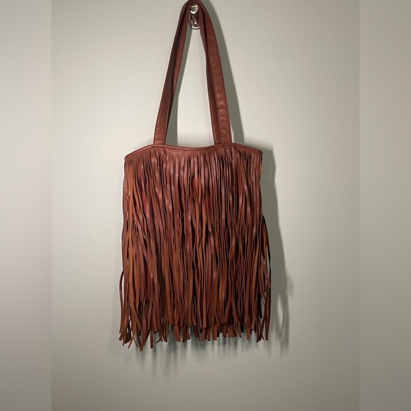 Faux Leather Fringe Tote Bag Shoulder Bag Western Style Purse HALLOWEEN COSTUME - Picture 8 of 10